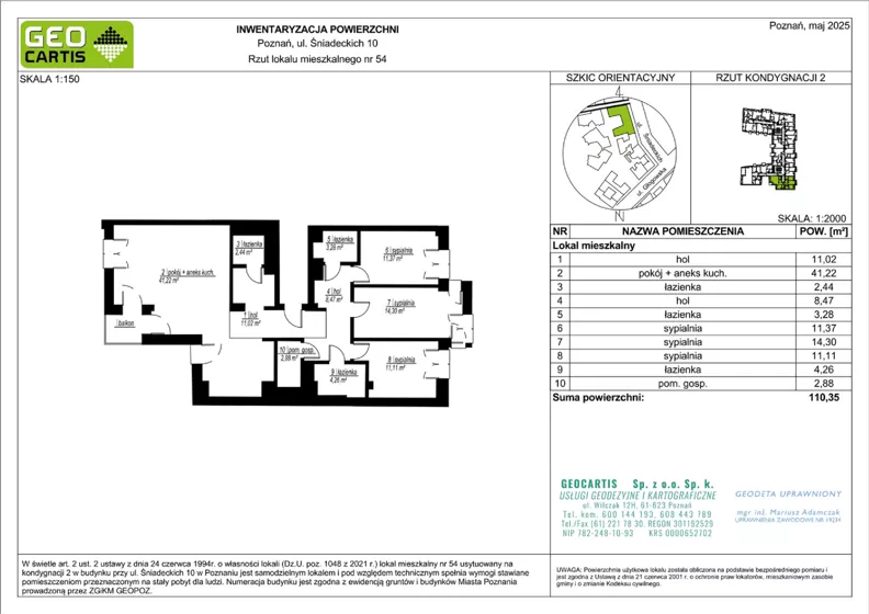 4 pokoje, apartament 110,35 m², piętro 1, oferta nr B.02.12, Perfumiarnia 2, Poznań, Św. Łazarz, Łazarz, ul. Śniadeckich 10