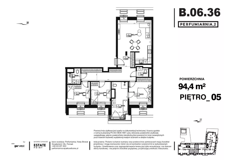 4 pokoje, apartament 94,40 m², piętro 5, oferta nr B.06.36, Perfumiarnia 2, Poznań, Św. Łazarz, Łazarz, ul. Śniadeckich 10