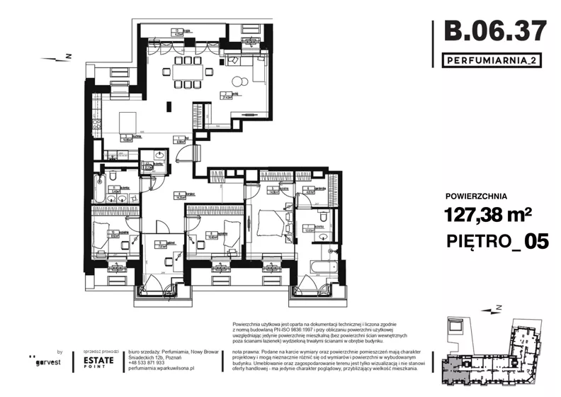 5 pokoi, apartament 127,38 m², piętro 5, oferta nr B.06.37, Perfumiarnia 2, Poznań, Św. Łazarz, Łazarz, ul. Śniadeckich 10