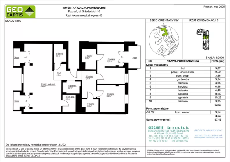 3 pokoje, apartament 93,59 m², piętro 5, oferta nr A.06.40, Perfumiarnia 2, Poznań, Św. Łazarz, Łazarz, ul. Śniadeckich 10