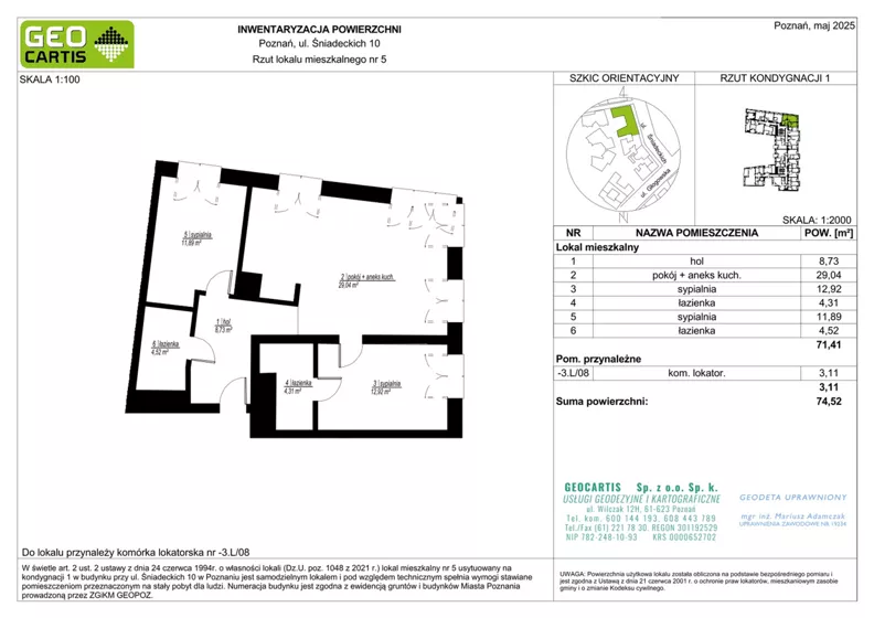 3 pokoje, apartament 71,41 m², parter, oferta nr A.01.05, Perfumiarnia 2, Poznań, Św. Łazarz, Łazarz, ul. Śniadeckich 10