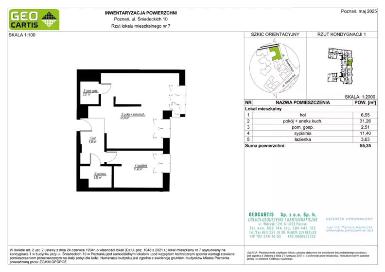 2 pokoje, apartament 55,35 m², parter, oferta nr A.01.06, Perfumiarnia 2, Poznań, Św. Łazarz, Łazarz, ul. Śniadeckich 10