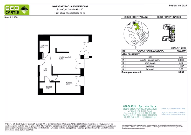 2 pokoje, apartament 55,50 m², piętro 1, oferta nr A.02.14, Perfumiarnia 2, Poznań, Św. Łazarz, Łazarz, ul. Śniadeckich 10