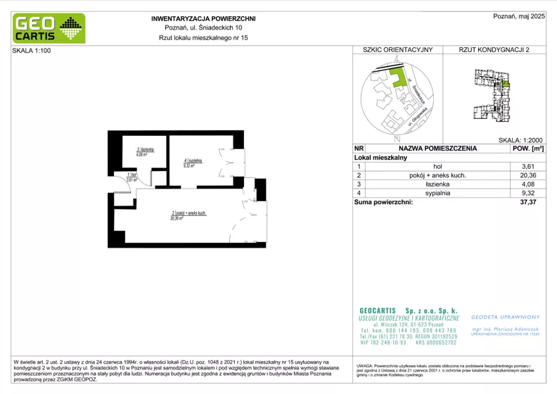 2 pokoje, apartament 37,37 m², piętro 1, oferta nr A.02.16, Perfumiarnia 2, Poznań, Św. Łazarz, Łazarz, ul. Śniadeckich 10