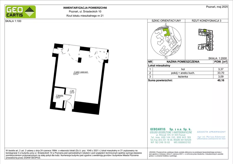 1 pokój, apartament 40,16 m², piętro 2, oferta nr A.03.19, Perfumiarnia 2, Poznań, Św. Łazarz, Łazarz, ul. Śniadeckich 10