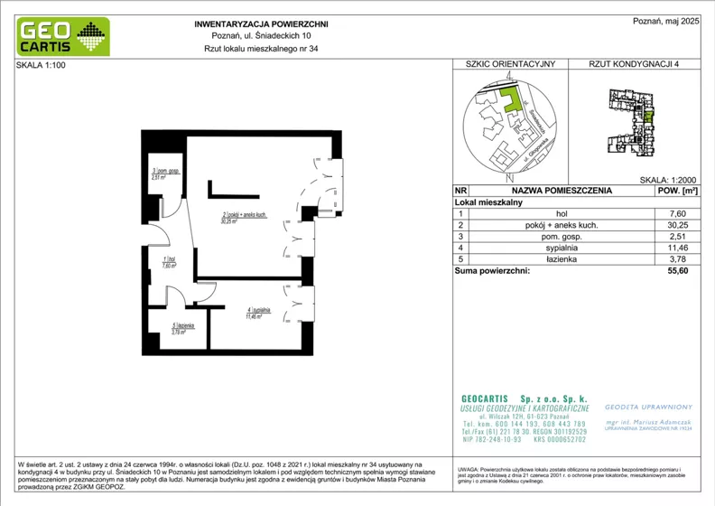 2 pokoje, apartament 55,60 m², piętro 3, oferta nr A.04.30, Perfumiarnia 2, Poznań, Św. Łazarz, Łazarz, ul. Śniadeckich 10