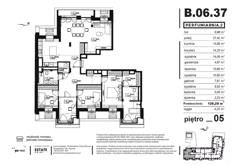5 pokoi, apartament 127,38 m², piętro 5, oferta nr B.06.37, Perfumiarnia 2, Poznań, Św. Łazarz, Łazarz, ul. Śniadeckich 10