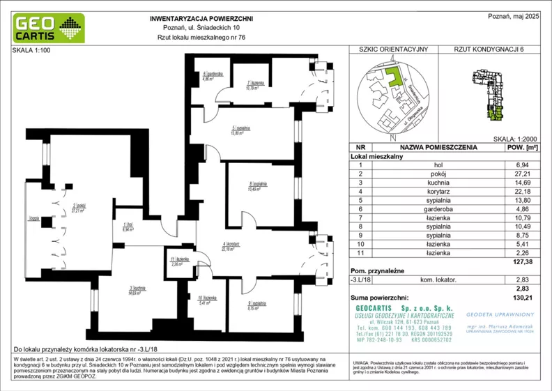 5 pokoi, apartament 127,38 m², piętro 5, oferta nr B.06.37, Perfumiarnia 2, Poznań, Św. Łazarz, Łazarz, ul. Śniadeckich 10