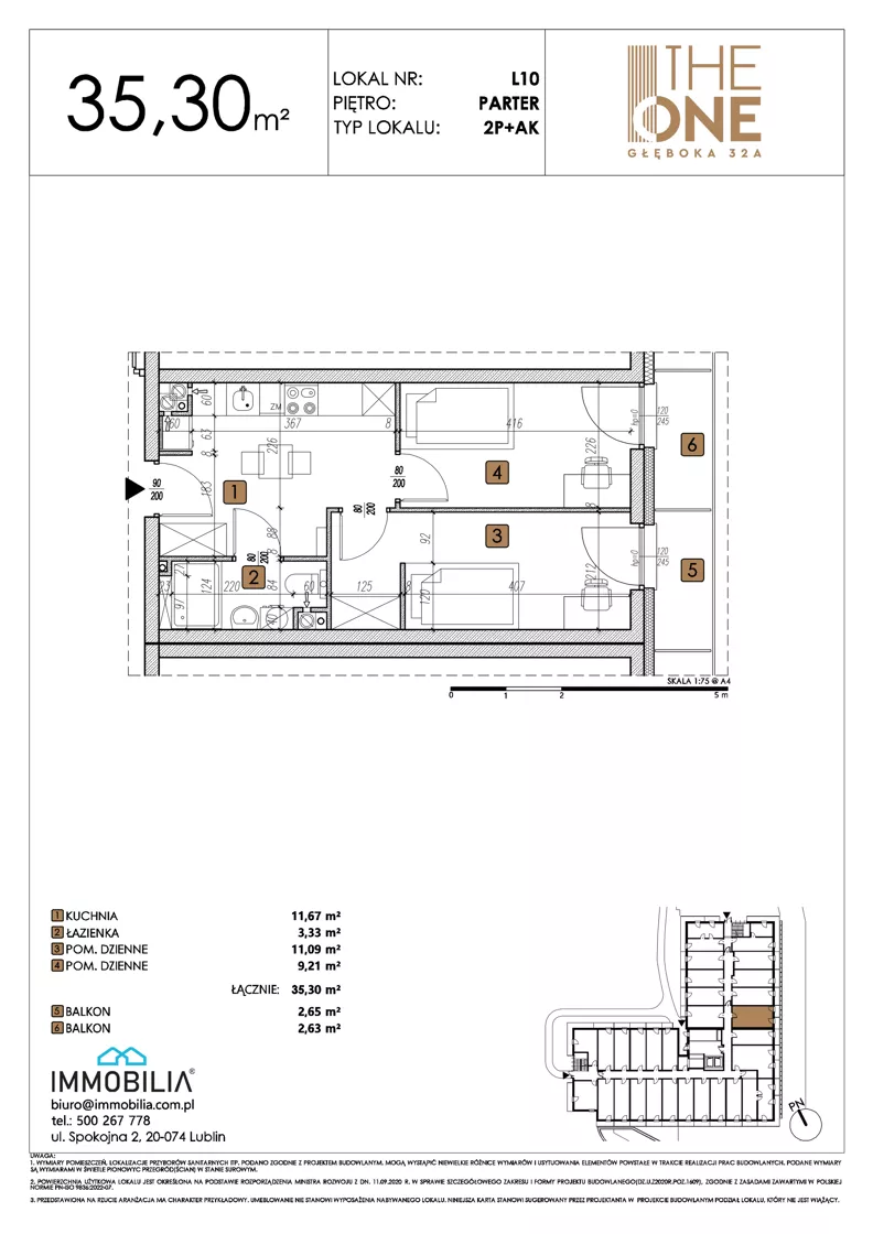 2 pokoje, lokal inwestycyjny 35,30 m², parter, oferta nr 10, THE ONE, Lublin, Wieniawa, Miasteczko Akademickie, ul. Głęboka 32A