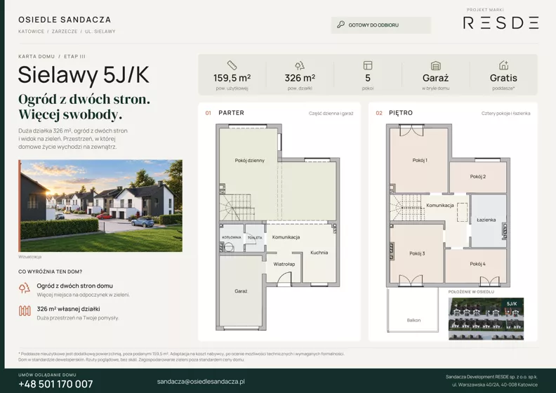 Dom 159,50 m², oferta nr Sielawy 5J/K, Osiedle Sandacza Etap III, Katowice, Zarzecze, ul. Sielawy 5J-5M, 7J-7M