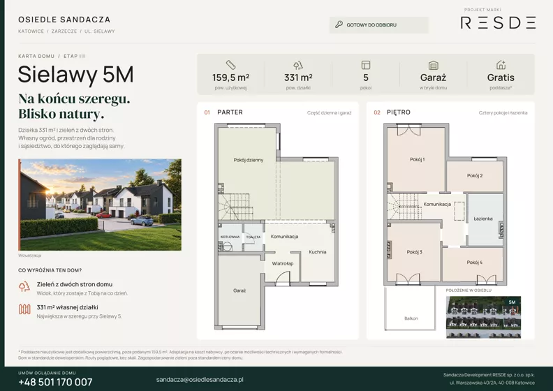 Dom 159,50 m², oferta nr Sielawy 5M, Osiedle Sandacza Etap III, Katowice, Zarzecze, ul. Sielawy 5J-5M, 7J-7M