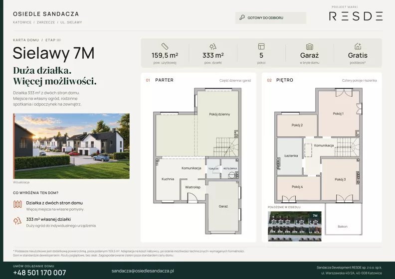 Dom 159,50 m², oferta nr Sielawy 7M, Osiedle Sandacza Etap III, Katowice, Zarzecze, ul. Sielawy 5J-5M, 7J-7M