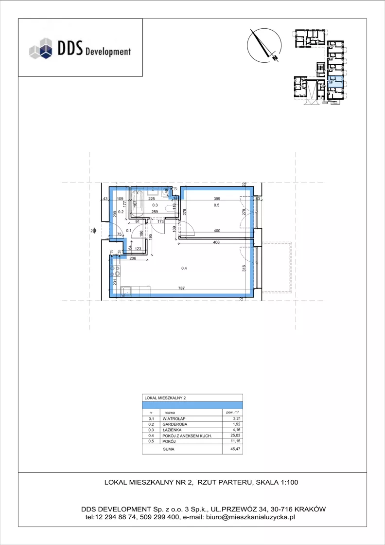 2 pokoje, mieszkanie 45,47 m², parter, oferta nr M 02, Łużycka 71, Kraków, Podgórze Duchackie, ul. Łużycka 71