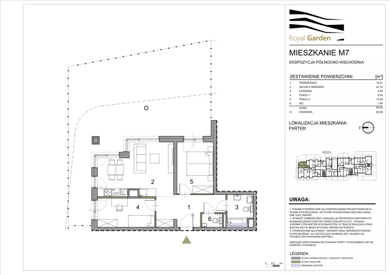 3 pokoje, mieszkanie 56,58 m², parter, oferta nr M7, Royal Garden, Rzeszów, Miłocin, ul. Technologiczna