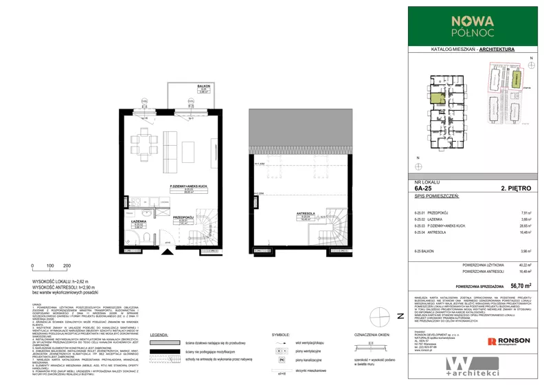 3 pokoje, mieszkanie 56,70 m², piętro 2, oferta nr 6A-25, Nowa Północ 2A, Szczecin, Północ, Stołczyn, ul. Sobola