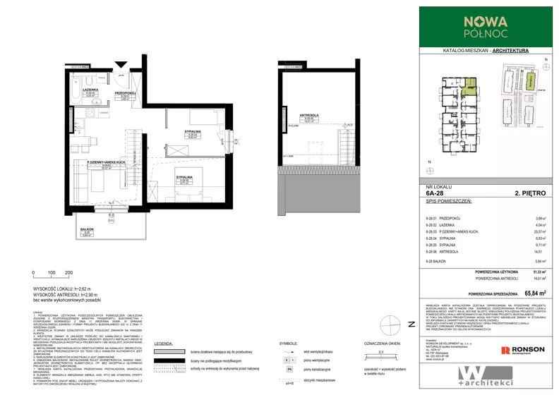 4 pokoje, mieszkanie 65,84 m², piętro 2, oferta nr 6A-28, Nowa Północ 2A, Szczecin, Północ, Stołczyn, ul. Sobola
