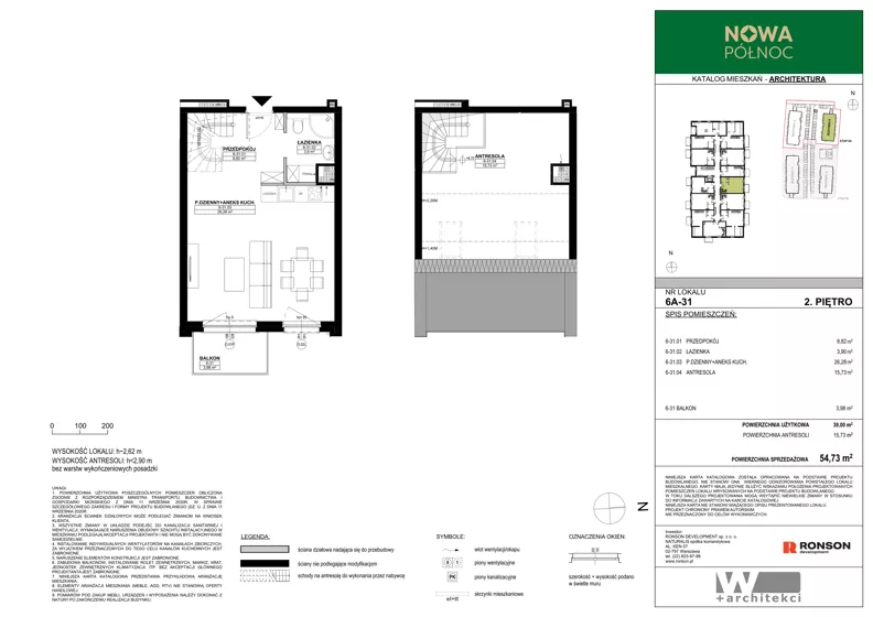 3 pokoje, mieszkanie 54,73 m², piętro 2, oferta nr 6A-31, Nowa Północ 2A, Szczecin, Północ, Stołczyn, ul. Sobola