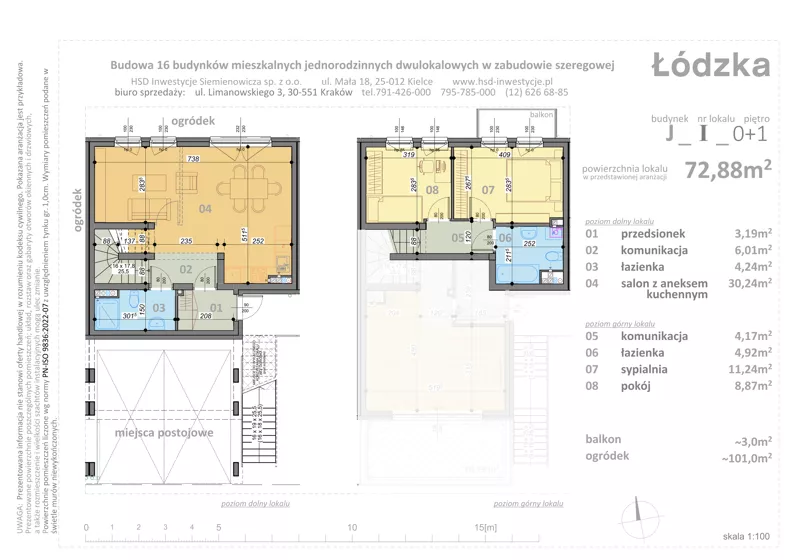 3 pokoje, mieszkanie 72,88 m², parter, oferta nr J1, Łódzka, Kraków, Swoszowice, Kliny, ul. Łódzka