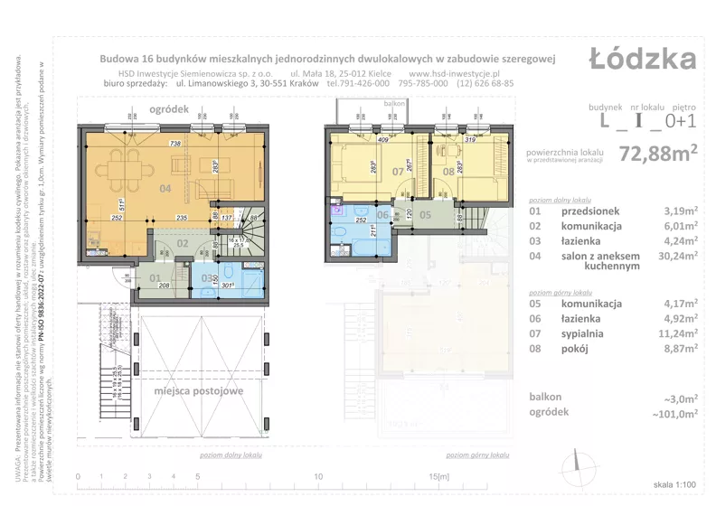 3 pokoje, mieszkanie 72,88 m², parter, oferta nr L1, Łódzka, Kraków, Swoszowice, Kliny, ul. Łódzka