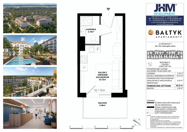 1 pokój, apartament inwestycyjny 20,32 m², piętro 2, oferta nr D/104, Apartamenty Bałtyk - komfortowe lokale nad morzem, Jastrzębia Góra, ul. Jantarowa 3