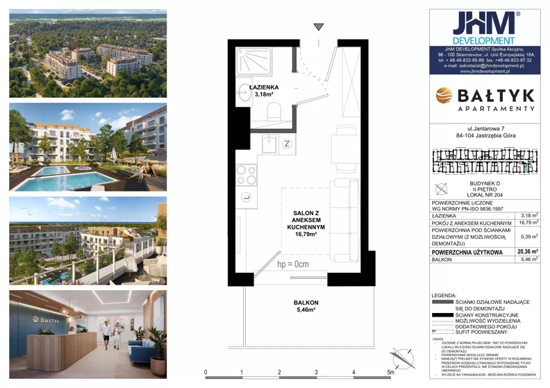1 pokój, apartament inwestycyjny 20,36 m², piętro 3, oferta nr D/204, Apartamenty Bałtyk - komfortowe lokale nad morzem, Jastrzębia Góra, ul. Jantarowa 3