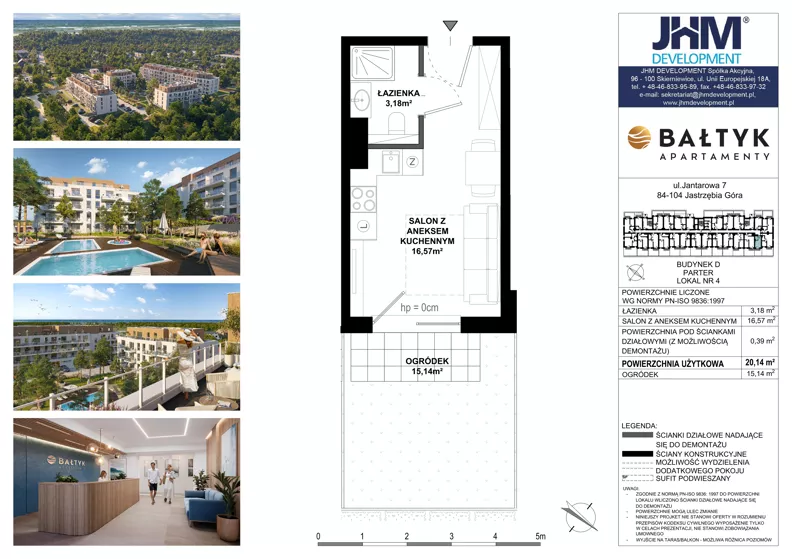 1 pokój, apartament inwestycyjny 20,14 m², piętro 1, oferta nr D/4, Apartamenty Bałtyk - komfortowe lokale nad morzem, Jastrzębia Góra, ul. Jantarowa 3