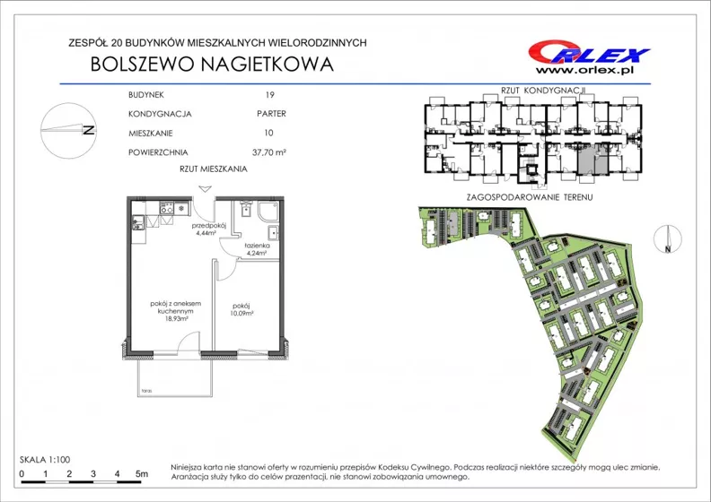 2 pokoje, mieszkanie 37,70 m², parter, oferta nr 19/10, Nagietkowa, Bolszewo, ul. Nagietkowa