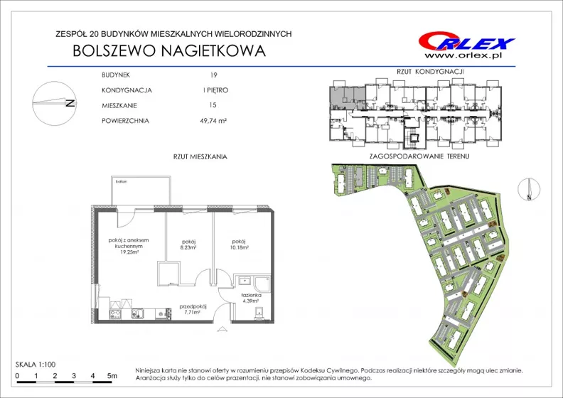 3 pokoje, mieszkanie 49,74 m², piętro 1, oferta nr 19/15, Nagietkowa, Bolszewo, ul. Nagietkowa