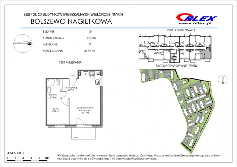 2 pokoje, mieszkanie 38,93 m², piętro 1, oferta nr 19/21, Nagietkowa, Bolszewo, ul. Nagietkowa