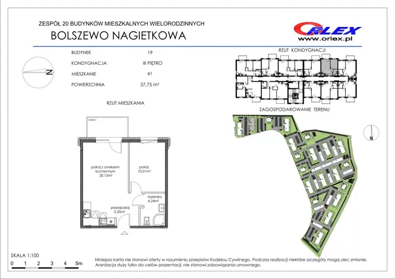 2 pokoje, mieszkanie 37,75 m², piętro 3, oferta nr 19/41, Nagietkowa, Bolszewo, ul. Nagietkowa