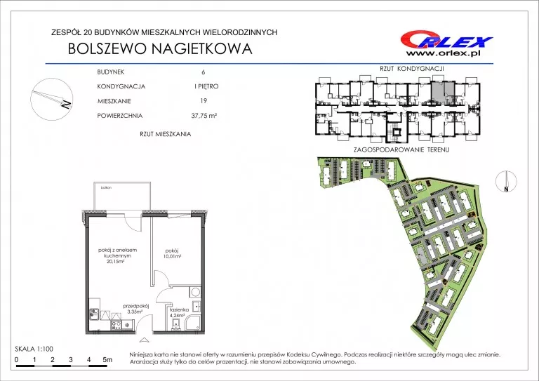 2 pokoje, mieszkanie 37,75 m², piętro 1, oferta nr 6/19, Nagietkowa, Bolszewo, ul. Nagietkowa