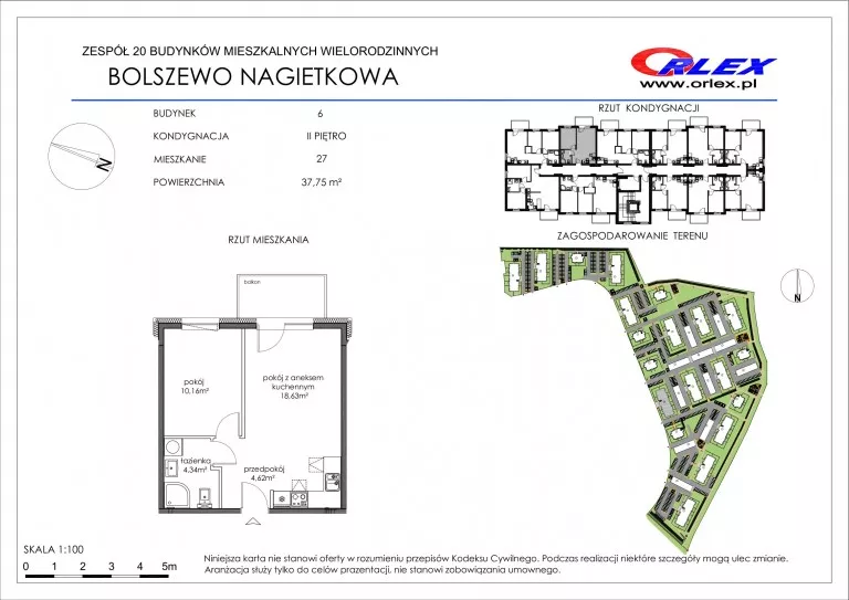 2 pokoje, mieszkanie 37,75 m², piętro 2, oferta nr 6/27, Nagietkowa, Bolszewo, ul. Nagietkowa