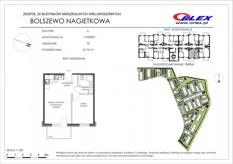 2 pokoje, mieszkanie 37,75 m², piętro 2, oferta nr 6/33, Nagietkowa, Bolszewo, ul. Nagietkowa