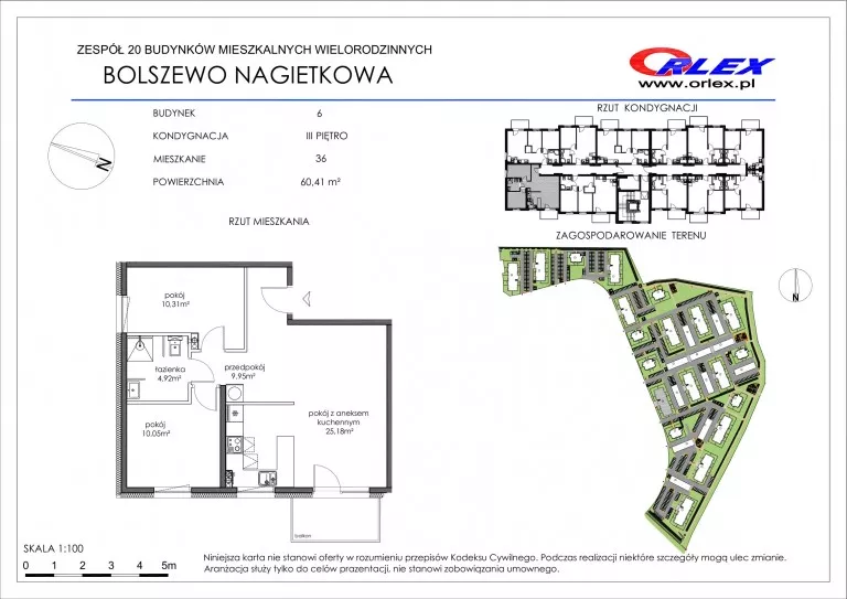 3 pokoje, mieszkanie 60,41 m², piętro 3, oferta nr 6/36, Nagietkowa, Bolszewo, ul. Nagietkowa
