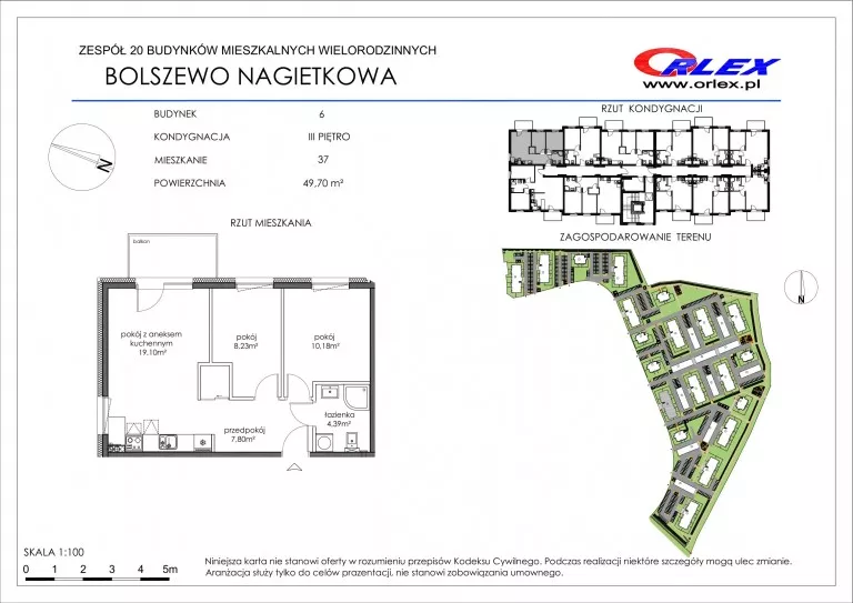 1 pokój, mieszkanie 49,70 m², piętro 3, oferta nr 6/37, Nagietkowa, Bolszewo, ul. Nagietkowa