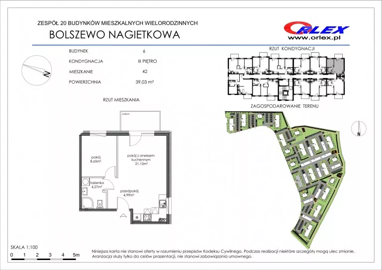 2 pokoje, mieszkanie 39,03 m², piętro 3, oferta nr 6/42, Nagietkowa, Bolszewo, ul. Nagietkowa