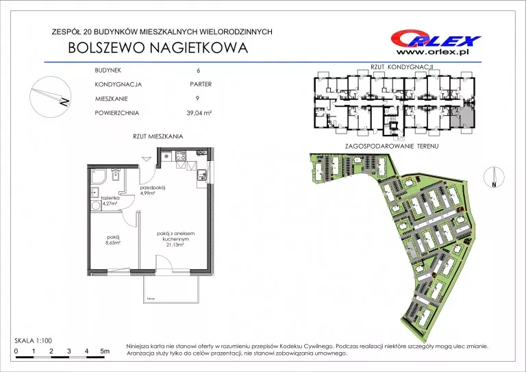 2 pokoje, mieszkanie 39,04 m², parter, oferta nr 6/9, Nagietkowa, Bolszewo, ul. Nagietkowa