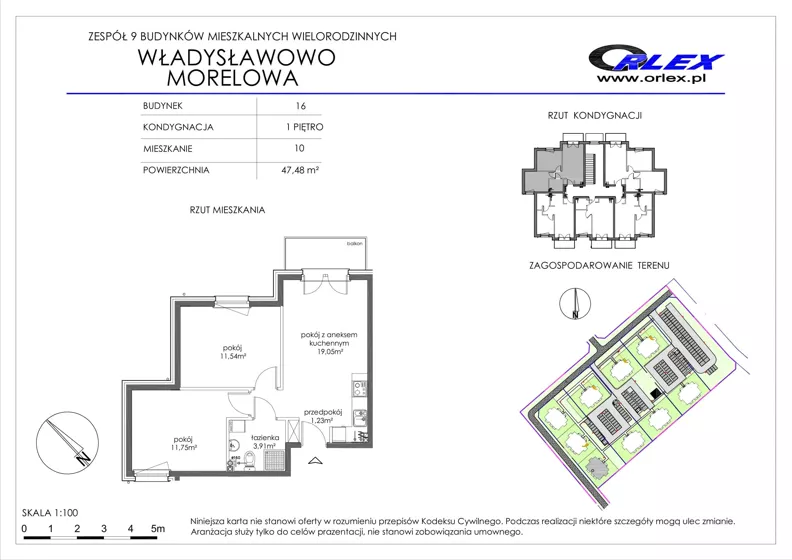 3 pokoje, mieszkanie 47,48 m², piętro 1, oferta nr Bud.16.M.10, Osiedle Władysławowo, Władysławowo, ul. Morelowa