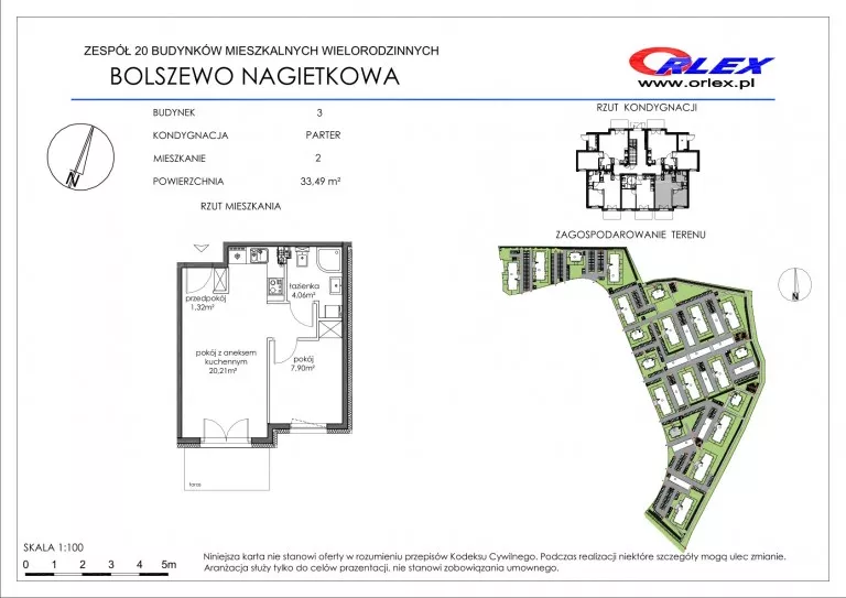 2 pokoje, mieszkanie 33,51 m², parter, oferta nr  3/2, Nagietkowa, Bolszewo, ul. Nagietkowa