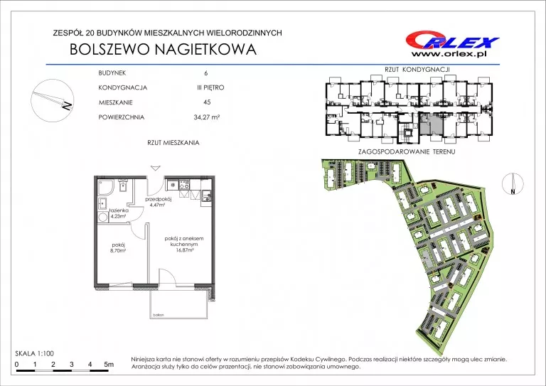2 pokoje, mieszkanie 34,53 m², piętro 3, oferta nr 6/45, Nagietkowa, Bolszewo, ul. Nagietkowa