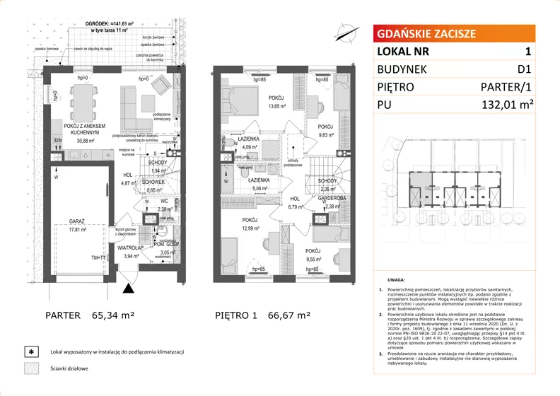 1 pokój, mieszkanie 132,01 m², parter, oferta nr D1/1, Gdańskie Zacisze, Gdańsk, Kokoszki, ul. Bysewska