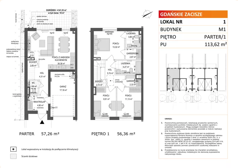 1 pokój, mieszkanie 113,62 m², parter, oferta nr M1/1, Gdańskie Zacisze, Gdańsk, Kokoszki, ul. Bysewska