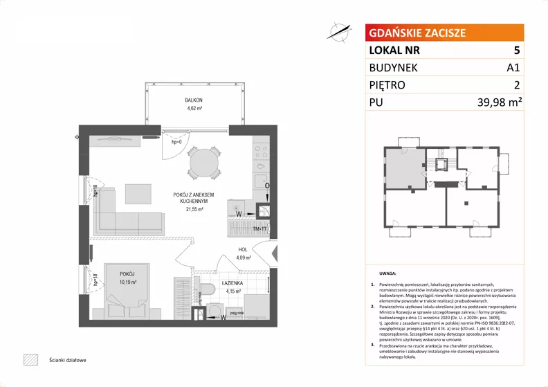 2 pokoje, mieszkanie 39,98 m², piętro 2, oferta nr A1/5, Gdańskie Zacisze, Gdańsk, Kokoszki, ul. Bysewska