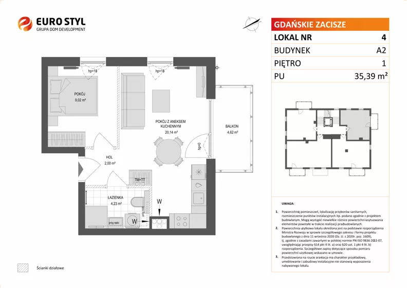 2 pokoje, mieszkanie 35,40 m², piętro 1, oferta nr A2/4, Gdańskie Zacisze, Gdańsk, Kokoszki, ul. Bysewska