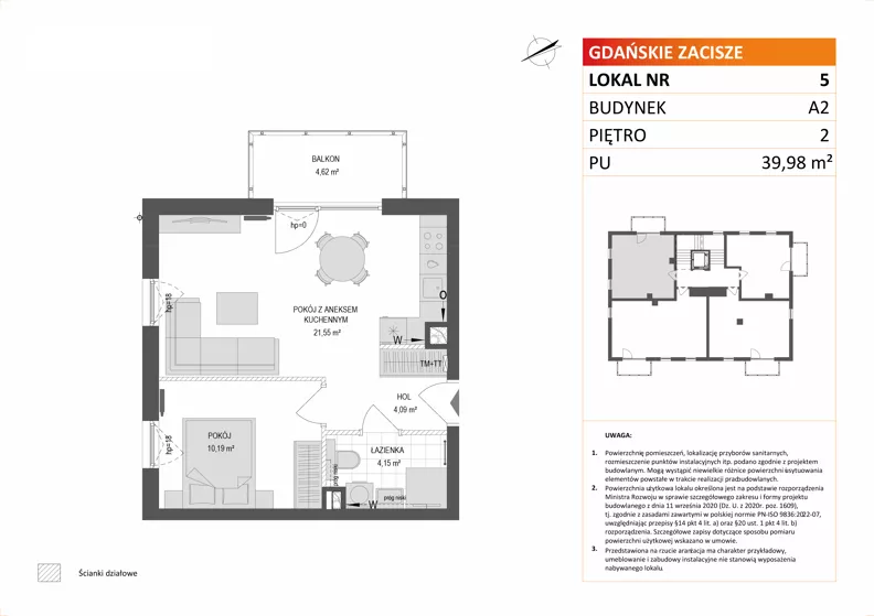 2 pokoje, mieszkanie 39,98 m², piętro 2, oferta nr A2/5, Gdańskie Zacisze, Gdańsk, Kokoszki, ul. Bysewska