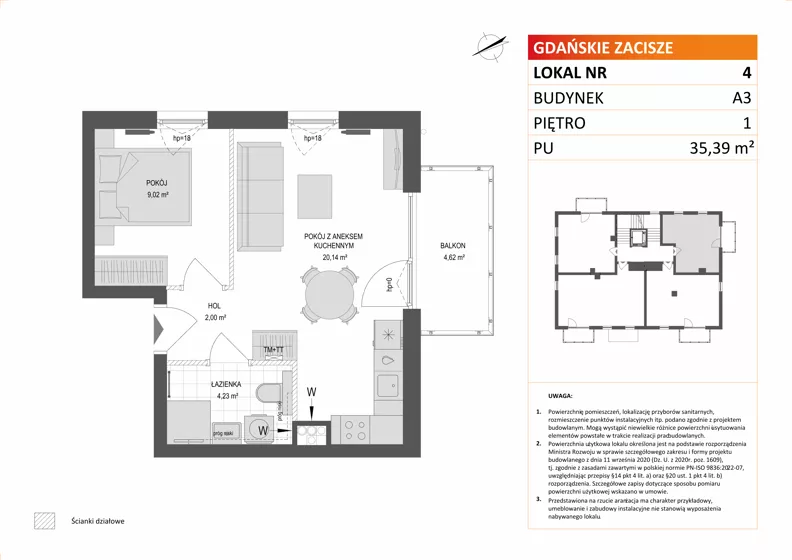 2 pokoje, mieszkanie 35,40 m², piętro 1, oferta nr A3/4, Gdańskie Zacisze, Gdańsk, Kokoszki, ul. Bysewska