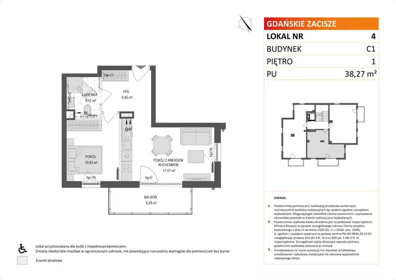 2 pokoje, mieszkanie 38,27 m², piętro 1, oferta nr C1/4, Gdańskie Zacisze, Gdańsk, Kokoszki, ul. Bysewska