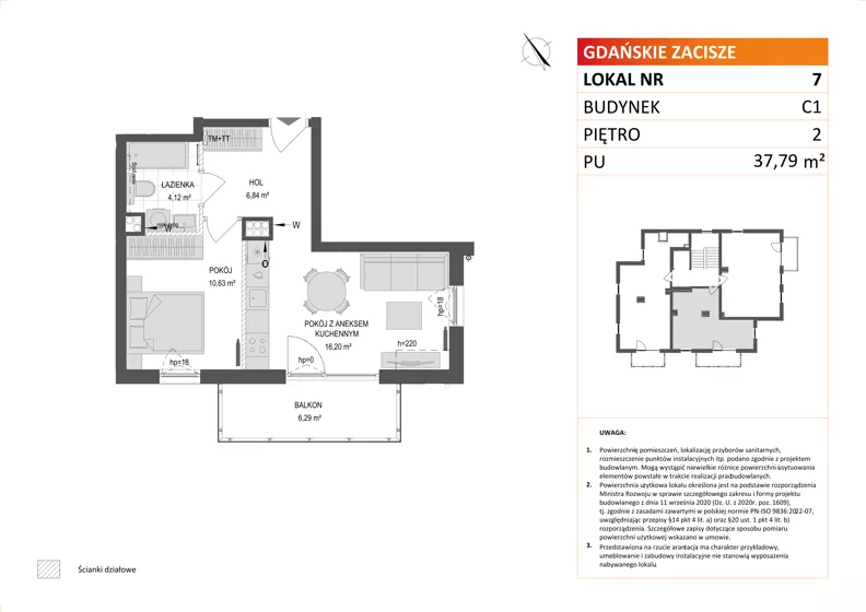 2 pokoje, mieszkanie 37,79 m², piętro 2, oferta nr C1/7, Gdańskie Zacisze, Gdańsk, Kokoszki, ul. Bysewska