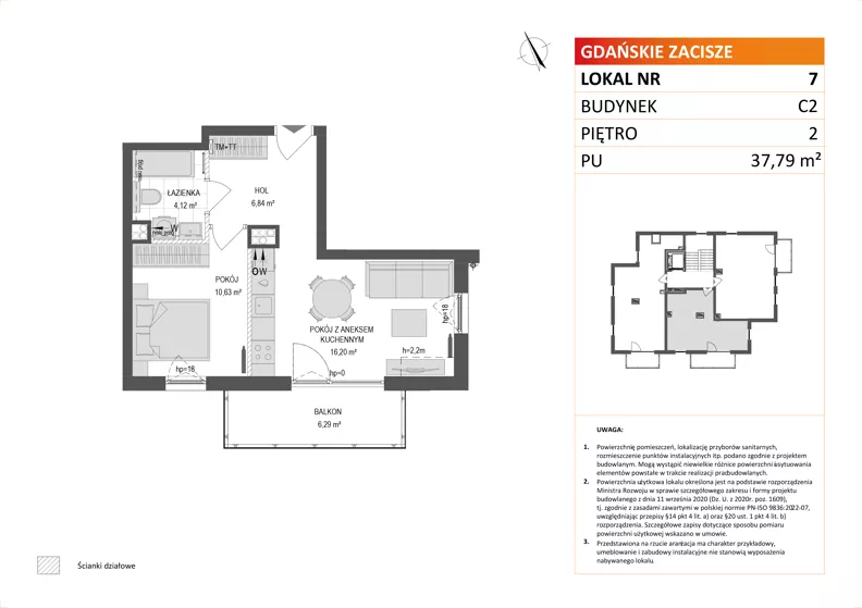 2 pokoje, mieszkanie 37,79 m², piętro 2, oferta nr C2/7, Gdańskie Zacisze, Gdańsk, Kokoszki, ul. Bysewska