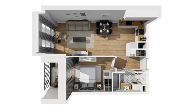 2 pokoje, mieszkanie 45,68 m², piętro 4, oferta nr A/99, Esencja, Gdańsk, Śródmieście, Dolne Miasto, ul. Kamienna Grobla / Jałmużnicza